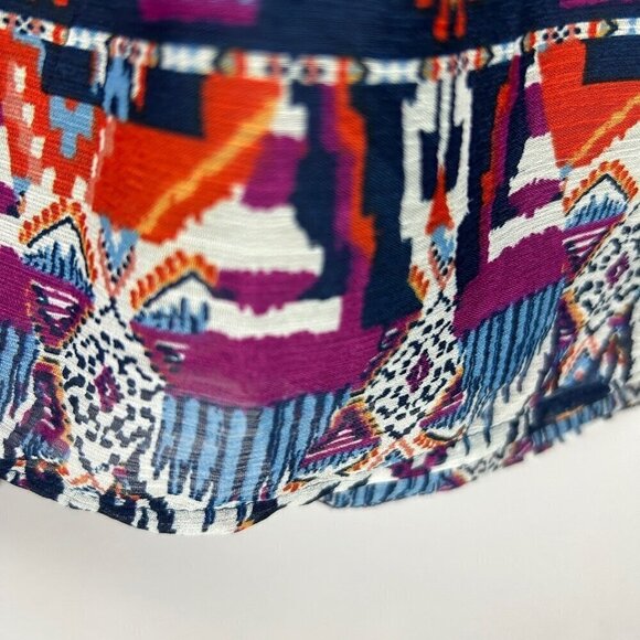 Old Navy Aztec Waist Defined Printed Dolman Sleeve Top Large Blue NWT - Picture 11 of 15